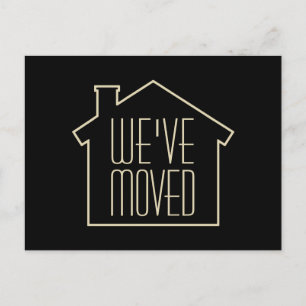 Vi har flyttatelegantsvart och guld- modern flytta meddelande vykort