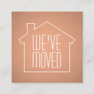 Vi har flyttatfauxen förkopprar omkullkastar det fyrkantigt visitkort