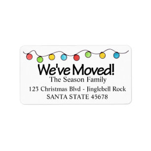 Vi har flyttatjulgranljus adressetikett