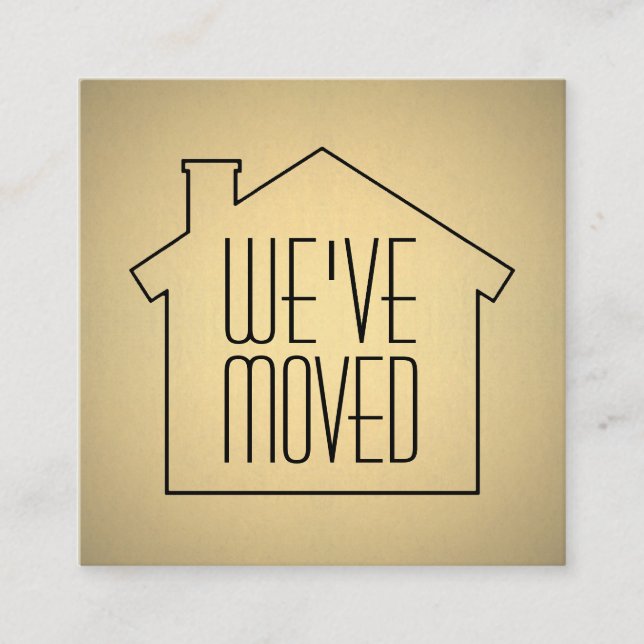 Vi har flyttatsvart och guld- modernt bilagakort fyrkantigt visitkort (Framsida)