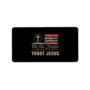 Vi har förtroende för Jesus - USA flagga Christian Adressetikett