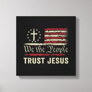 Vi har förtroende för Jesus - USA flagga Christian Canvastryck