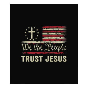Vi har förtroende för Jesus - USA flagga Christian Fototryck