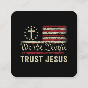 Vi har förtroende för Jesus - USA flagga Christian Fyrkantigt Visitkort