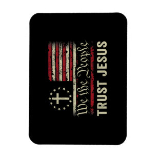 Vi har förtroende för Jesus - USA flagga Christian Magnet