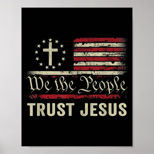 Vi har förtroende för Jesus - USA flagga Christian Poster (Framsidan)