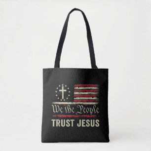 Vi har förtroende för Jesus - USA flagga Christian Tygkasse
