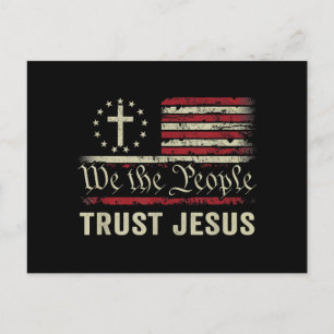 Vi har förtroende för Jesus - USA flagga Christian Vykort