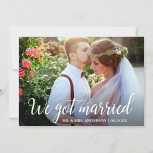 Vi Har Gift Calligraphy Bröllop Photo Card Tack Kort