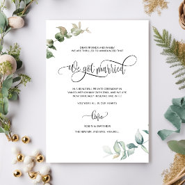 Vi har Gift, Foliage Greenery Married Bröllop Meddelande