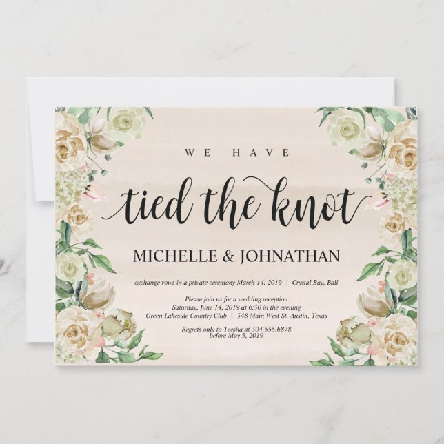 Vi har gift oss, Elopement Reception inbjudan (Framsida)