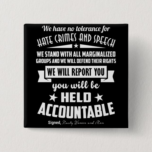 Vi har ingen tolerans för hatbrott att knäppas knapp (Framsida)