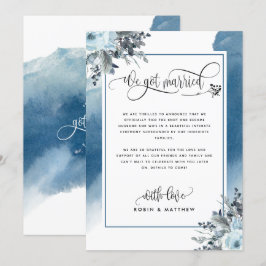 Vi Har Married Bröllop-meddelande i Blue Inbjudningar