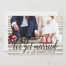 Vi Har Married Bröllop Photo Calligraphy Card Tack Kort