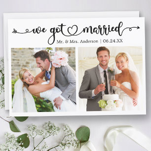 Vi Har Married Calligraphy Heart 2 Photo Bröllop Meddelande
