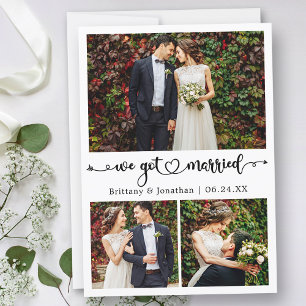 Vi Har Married Calligraphy Heart 3 Photo Bröllop Meddelande
