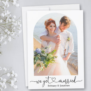 Vi Har Married Calligraphy Heart Arch Bröllop Meddelande