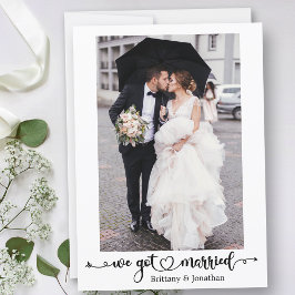 Vi Har Married Calligraphy Heart Photo Bröllop Meddelande
