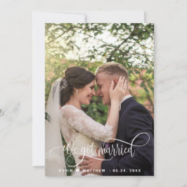 Vi Har Married, Elegant Script Photo Bröllop Meddelande