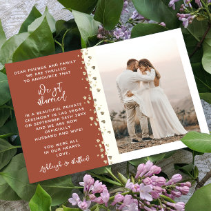 Vi Har Married Glitter Heart Photo Autumn Guld Inbjudningar