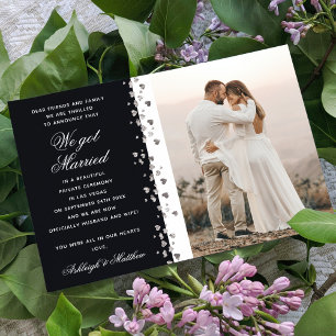 Vi Har Married Glitter Heart Photo Black and White Inbjudningar