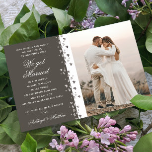 Vi Har Married Glitter Heart Photo Earthy Grått Inbjudningar