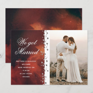 Vi Har Married Glitter Heart Photo Elopement Space Inbjudningar