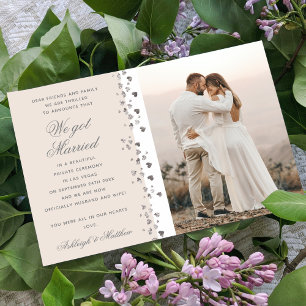 Vi Har Married Glitter Heart Photo Vanilla White Inbjudningar