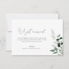 Vi Har Married Greenery bröllop-meddelande Tack Kort
