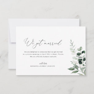 Vi Har Married Greenery bröllop-meddelande Tack Kort