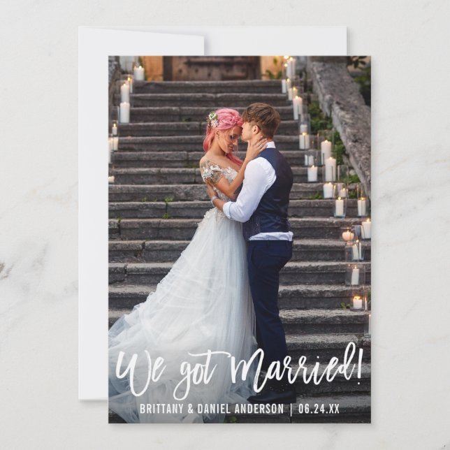 Vi Har Married Modern Push Script Photo Meddelande (Framsida)