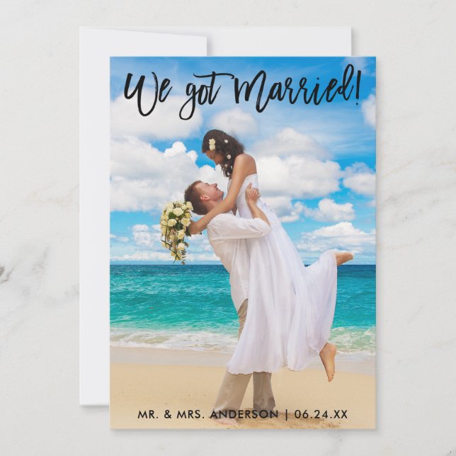 Vi Har Married Push Script Firande Inbjudan Blk (Framsida)