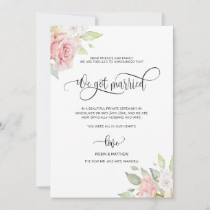 Vi har Married, Ro Guld Blommigt Married Bröllop Meddelande