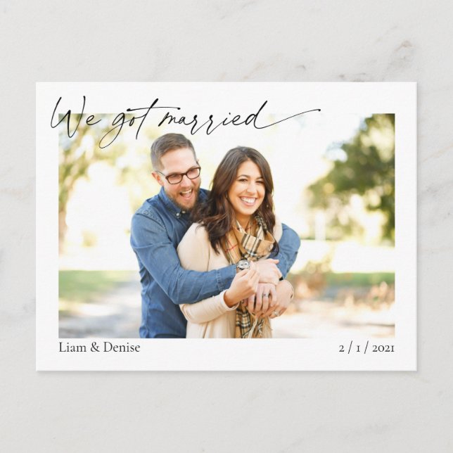 Vi Har Married Script Bröllop Announcement Elope Vykort (Framsida)