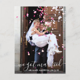 Vi Har Married Trendig Modern Script Photo Vykort