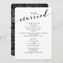 Vi Har Married Vintage Black Damask bröllopet Part Inbjudningar