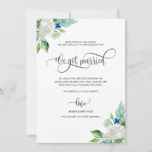 Vi har Married, Vita Blommigten Married Bröllop Meddelande