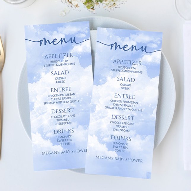 Vi har mat-menyn för molnet Nine Blue Baby Shower Meny (Skapare uppladdad)
