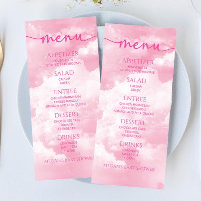 Vi har mat-menyn för nio Rosa Baby Shower Meny (Skapare uppladdad)