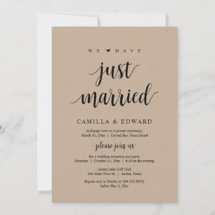 Vi har Ny gifta, Bröllop Elopement Party Invi Inbjudningar