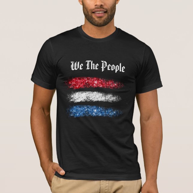 *~* Vi har People Modern Abstrakt American Flagga T Shirt (Framsida)