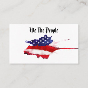 *~* Vi har People Watercolor American Flagga Visitkort