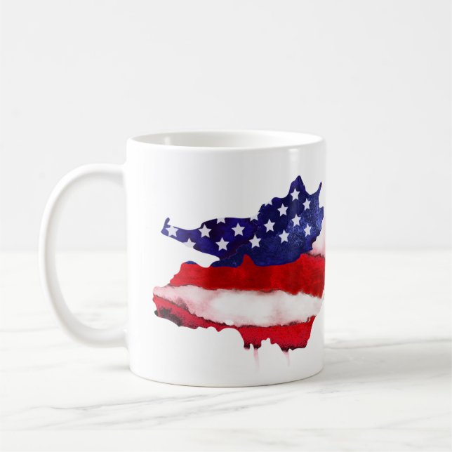 *~* Vi har People Watercolor American USA flagga Kaffemugg (Vänster)