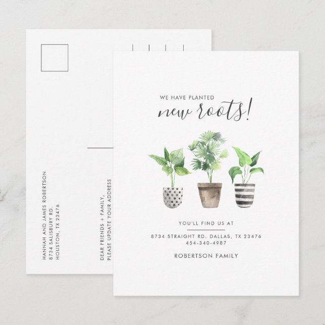 Vi har planerat nya rötter för botanisk Flytta Meddelande Vykort (Fram/baksida)