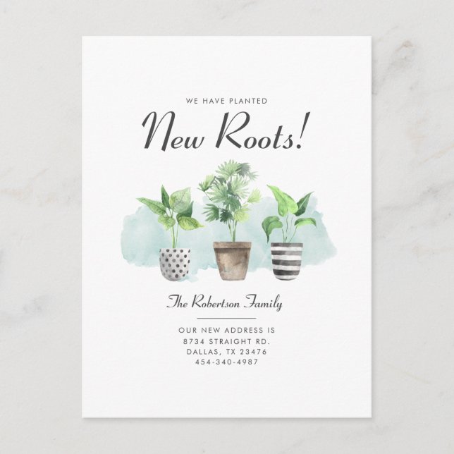 Vi Har Planterat Nya Rötter NyAdress Flytt  Meddelande Vykort (Framsida)