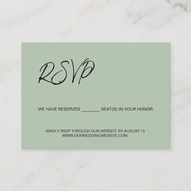 Vi har reserverade platser mall Sage grön RSVP (Framsida)