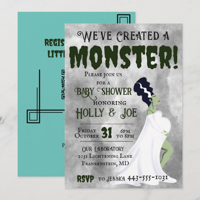 Vi har Skapat en Monster! Inbjudningar (Fram/baksida)