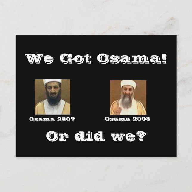 Vi Har Usama! Vykort (Framsida)