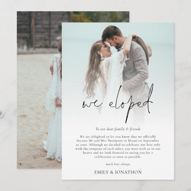 Vi har utvecklat 2-fotoskriptmeddelande i Bröllop Julkort (Fram/baksida)