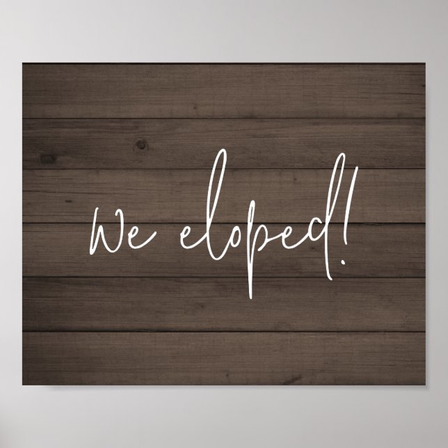 Vi har utvecklat skript Rustic Faux Wood Elopement Poster (Framsidan)